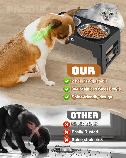 Elevated Adjustable Dog Bowl with Slow Feeder