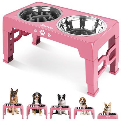 Elevated Adjustable Dog Bowl with Slow Feeder