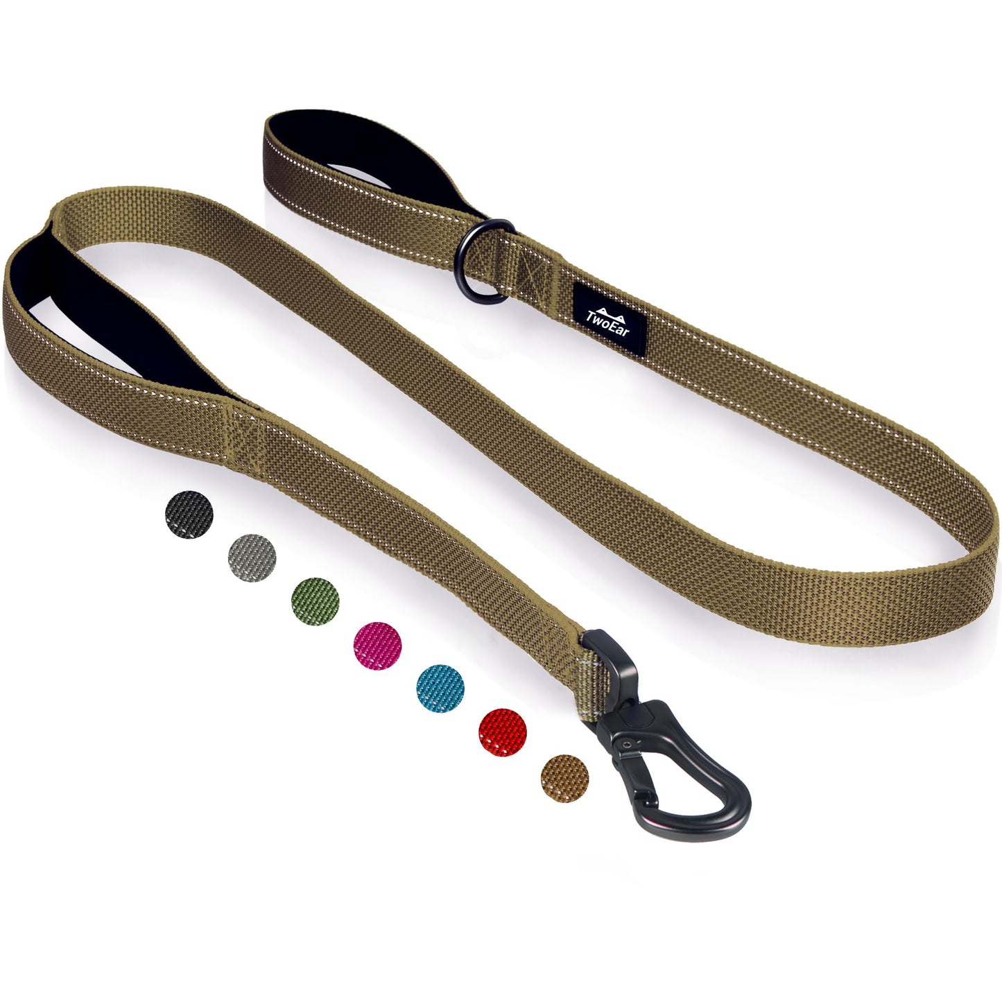 Reflective Dual Handle Dog Leash for Walking Control