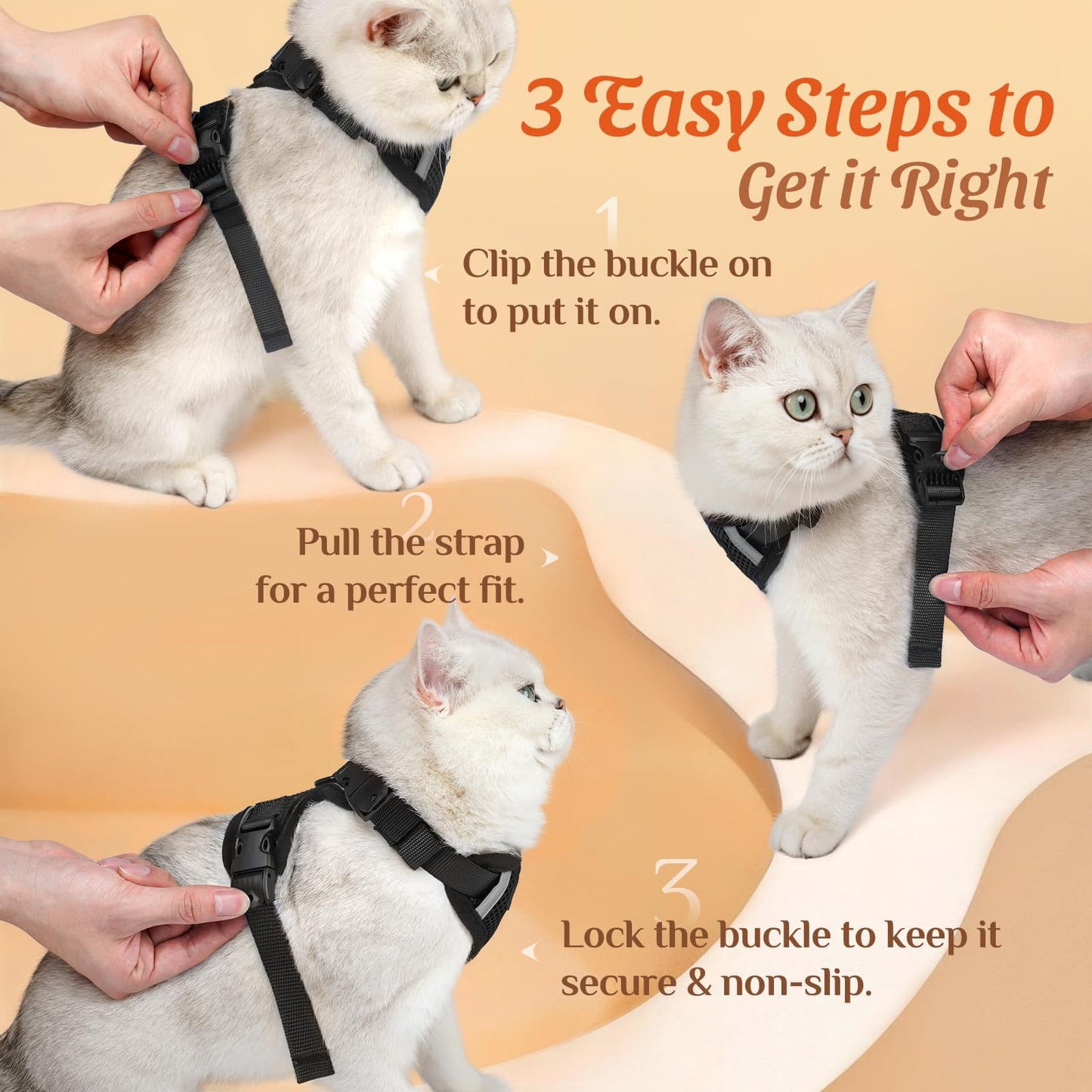 Cat Harness and Leash Set with Quick Release