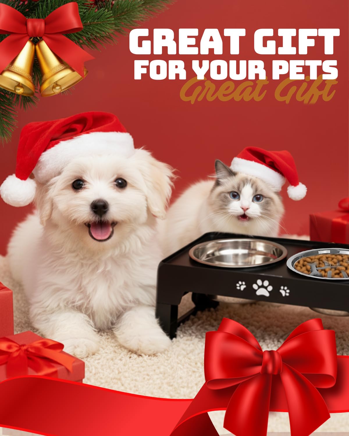 Elevated Adjustable Dog Bowl with Slow Feeder