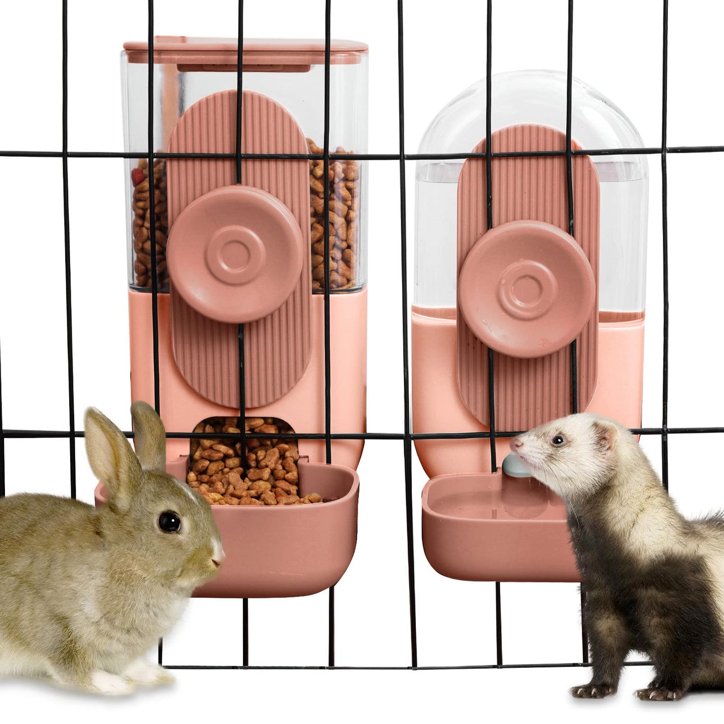 Hanging Gravity Feeder & Water Dispenser Set for Small Pets