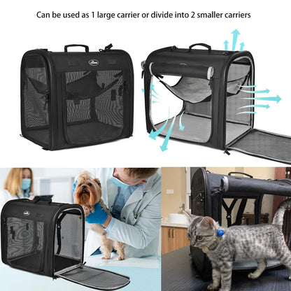 Portable Double Pet Carrier for Cats & Small Dogs