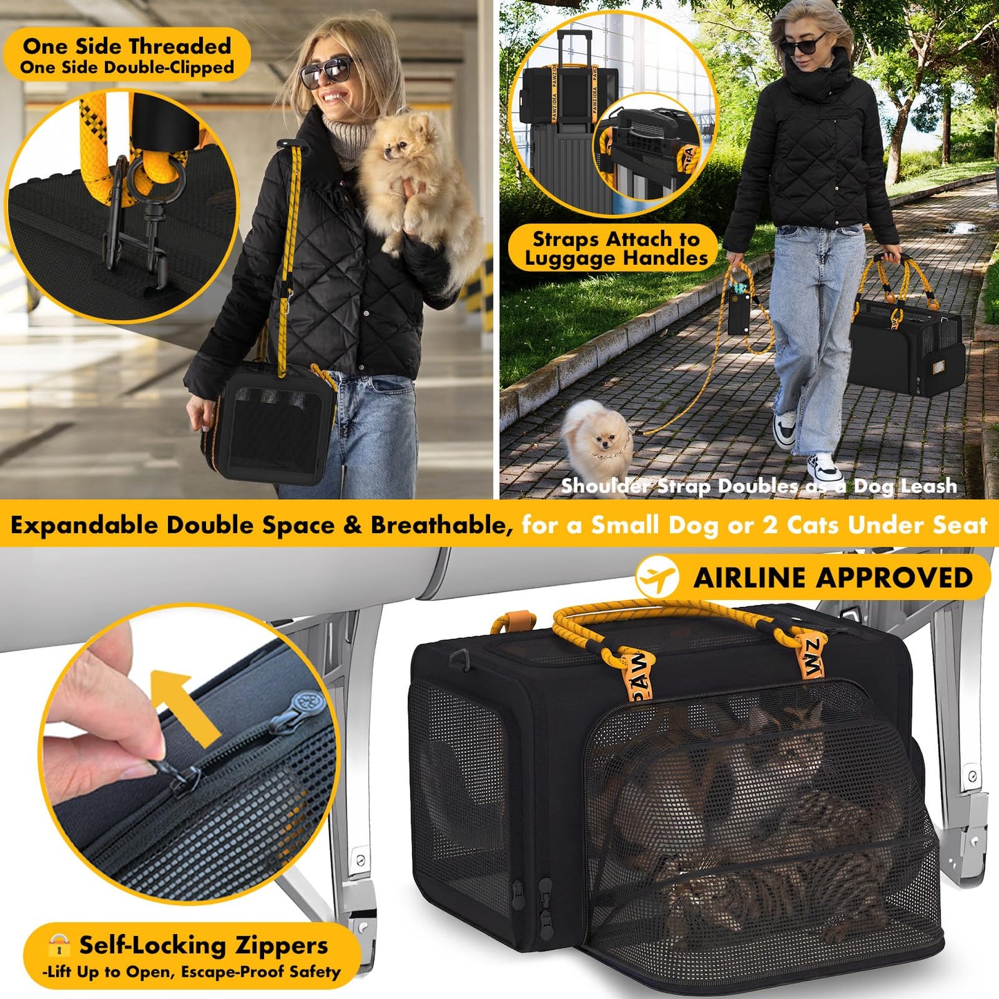 Double Pet Stroller with Detachable Carriers for Small Pets
