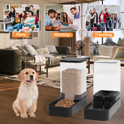 Automatic Pet Feeder & Water Dispenser Set with Bowl