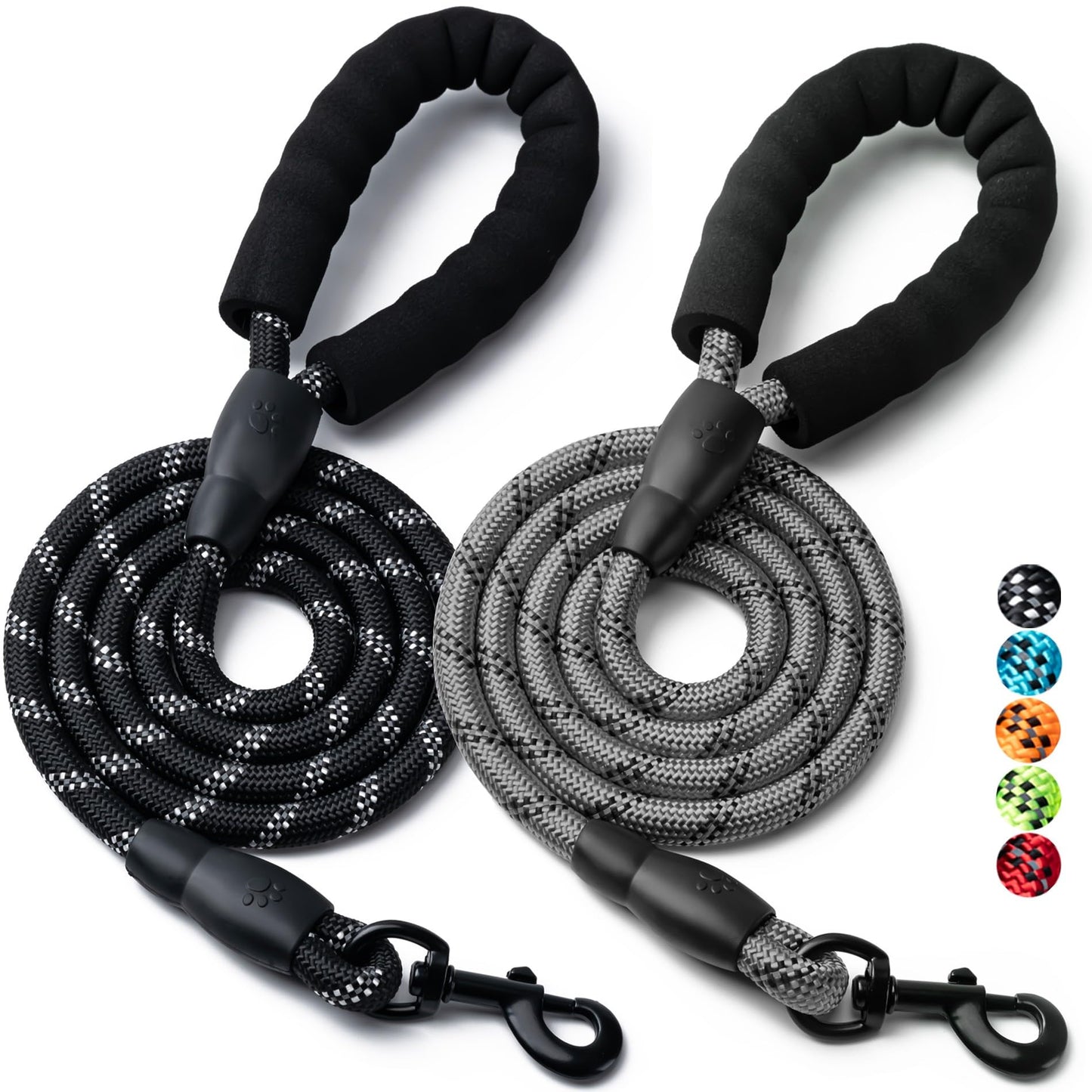 Reflective Rope Dog Leash with Padded Handle