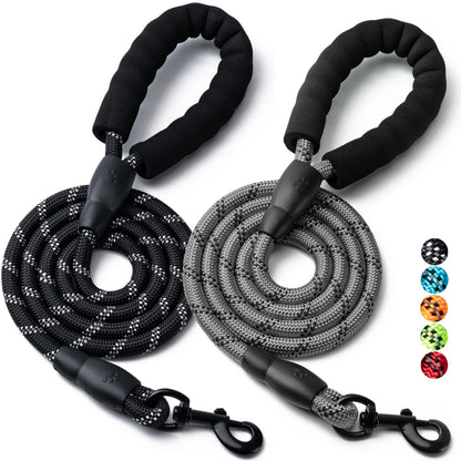 Reflective Rope Dog Leash with Padded Handle