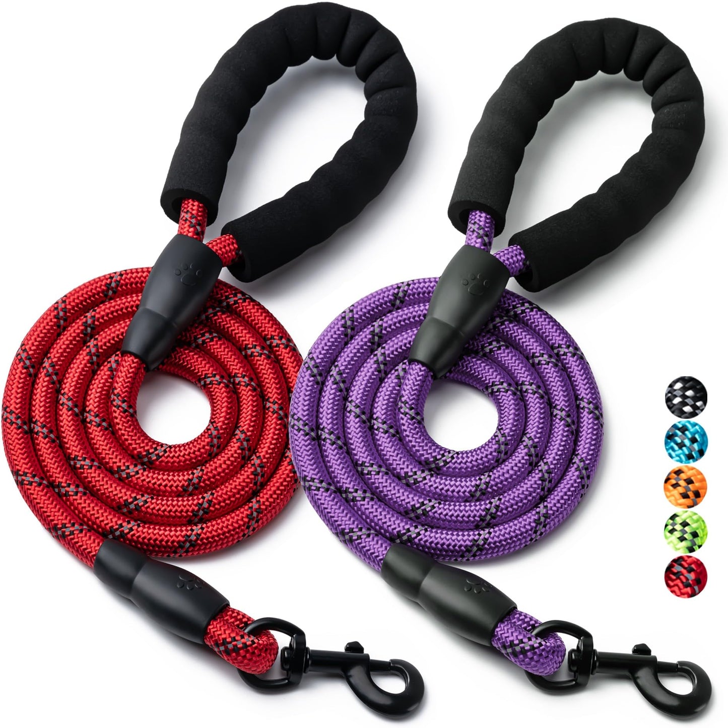 Reflective Rope Dog Leash with Padded Handle