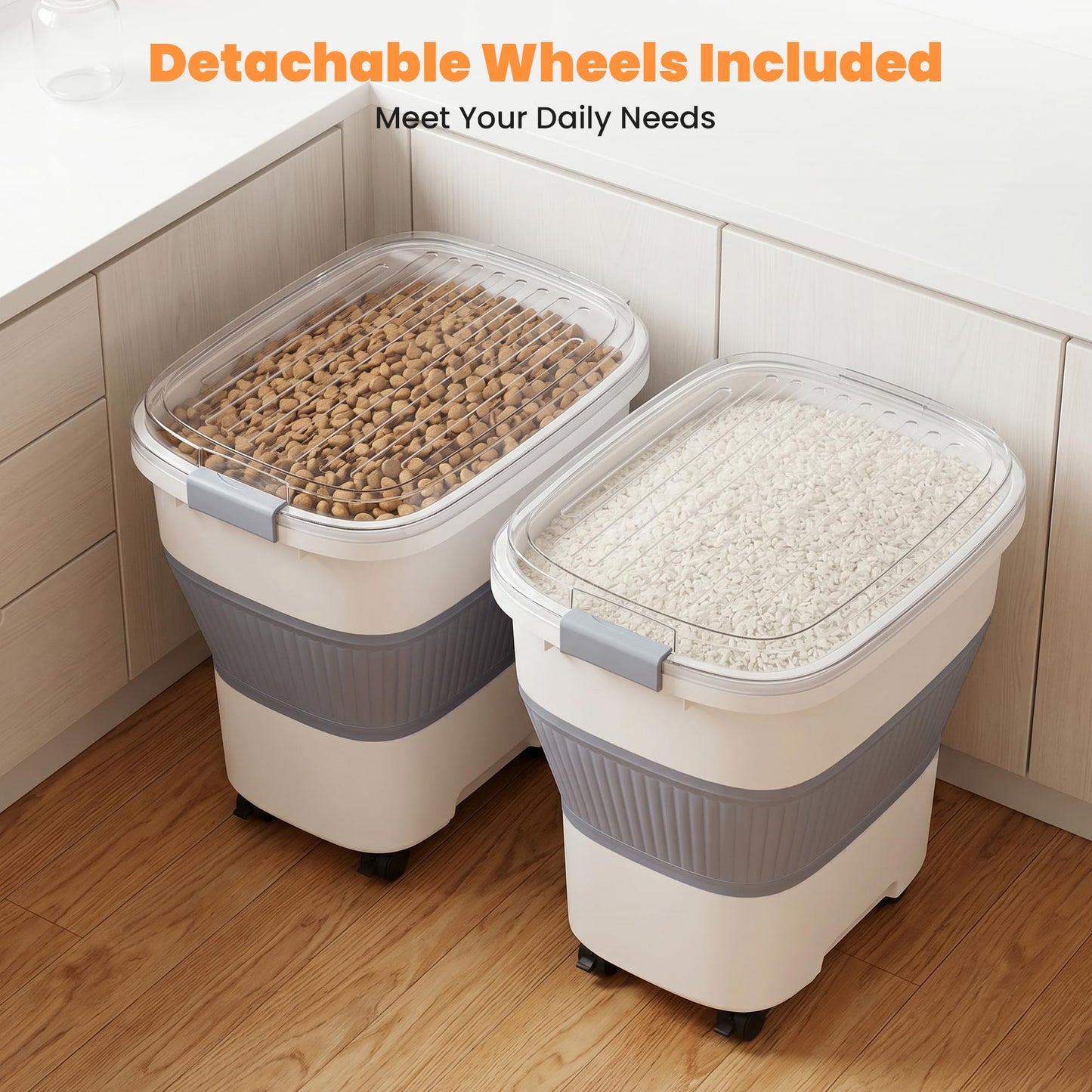Airtight Pet Food Storage Container with Wheels