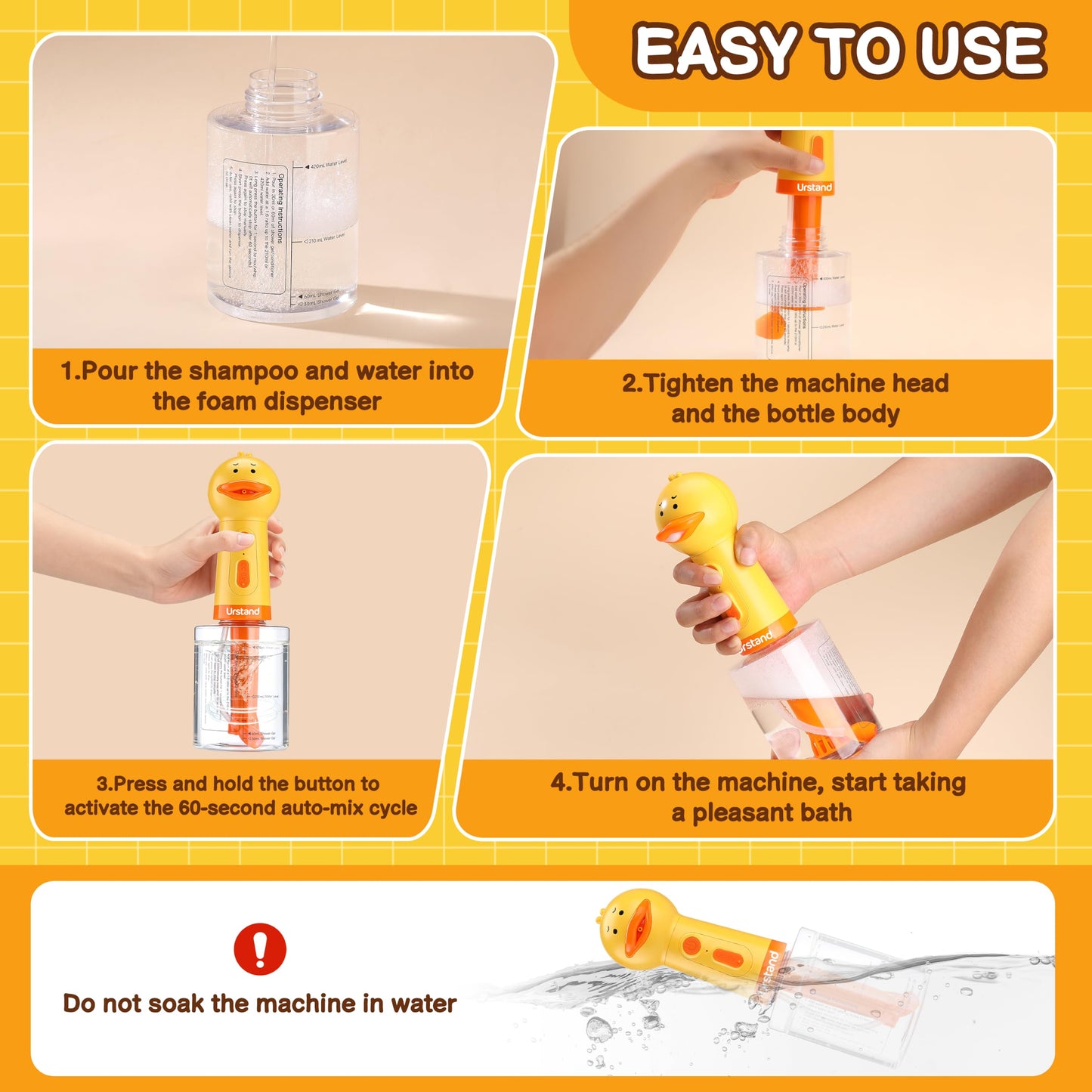 Electric Foaming Pet Bath Soap Dispenser for Grooming