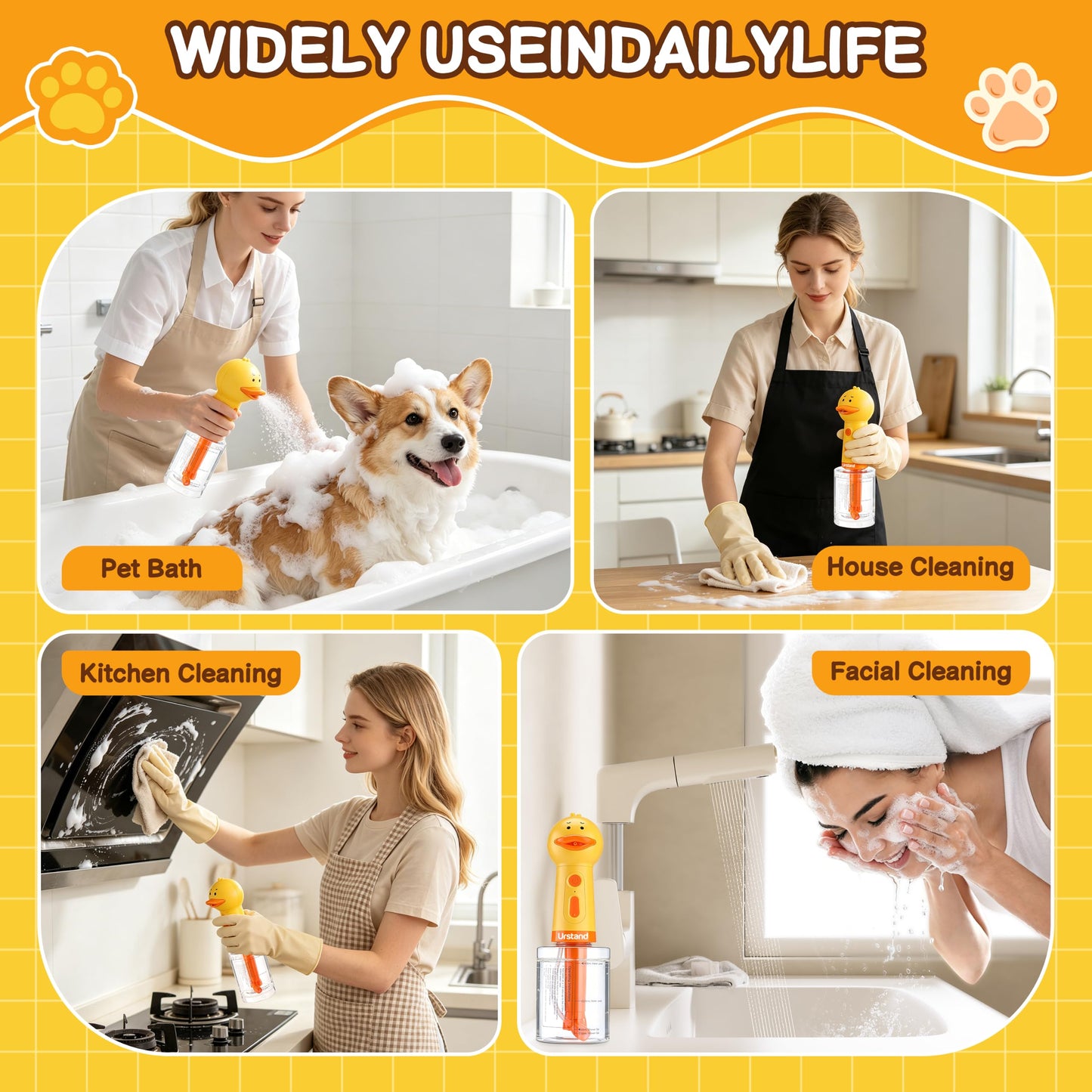 Electric Foaming Pet Bath Soap Dispenser for Grooming