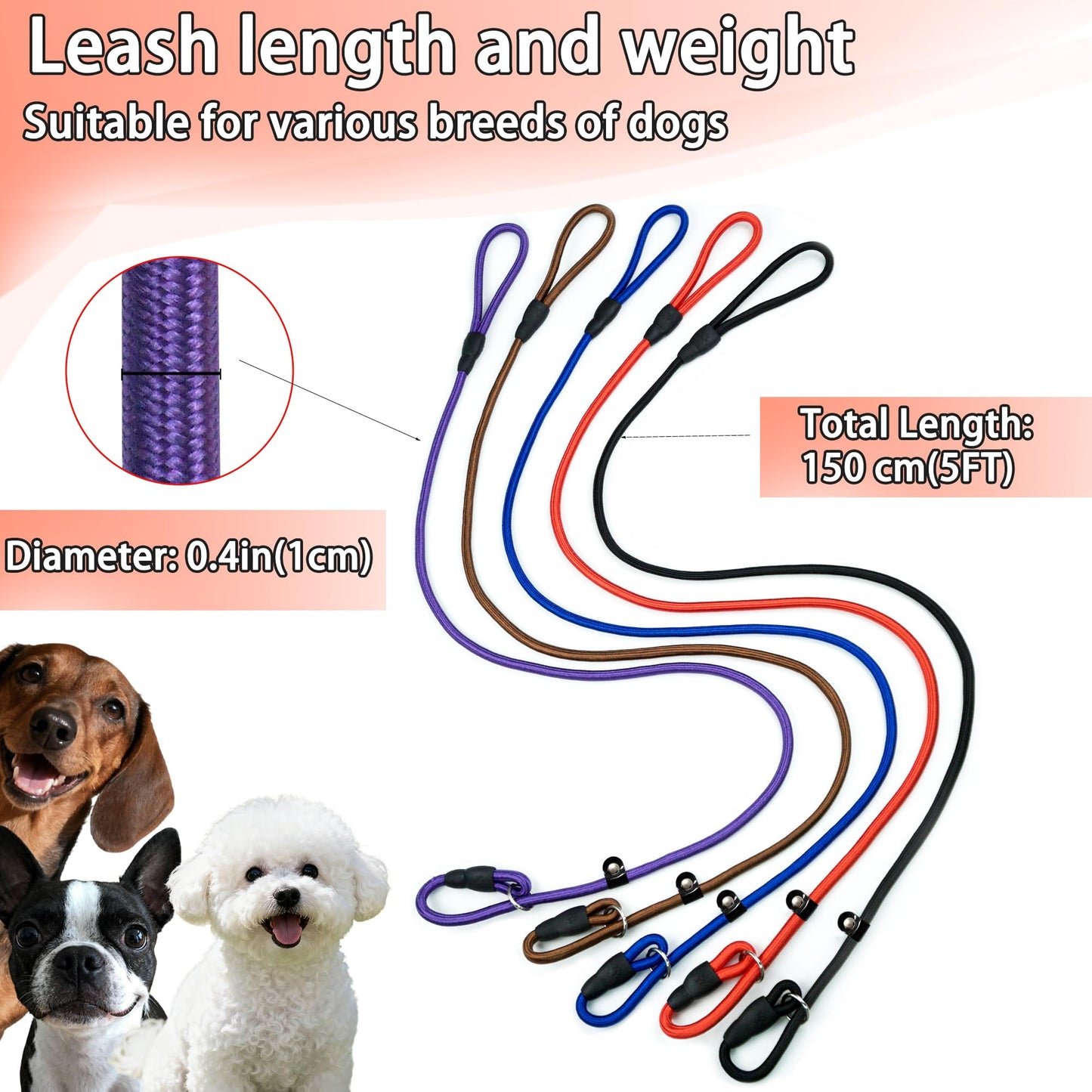 FOVRLZSE Bulk Nylon Dog Slip Leashes