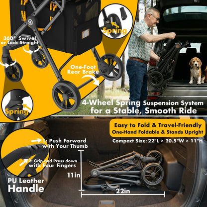 Double Pet Stroller with Detachable Carriers for Small Pets
