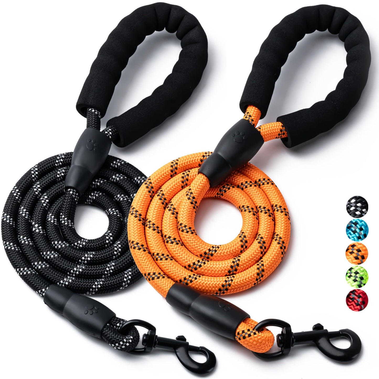 Reflective Rope Dog Leash with Padded Handle