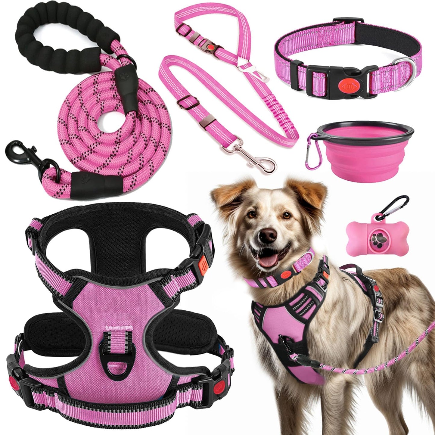 No Pull Dog Harness Set with Leash and Collar