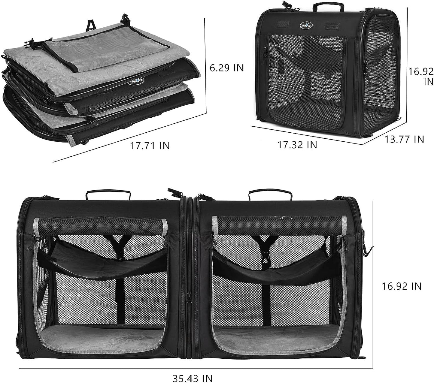 Portable Double Pet Carrier for Cats & Small Dogs