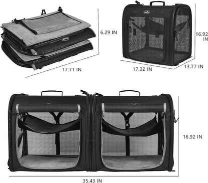 Portable Double Pet Carrier for Cats & Small Dogs