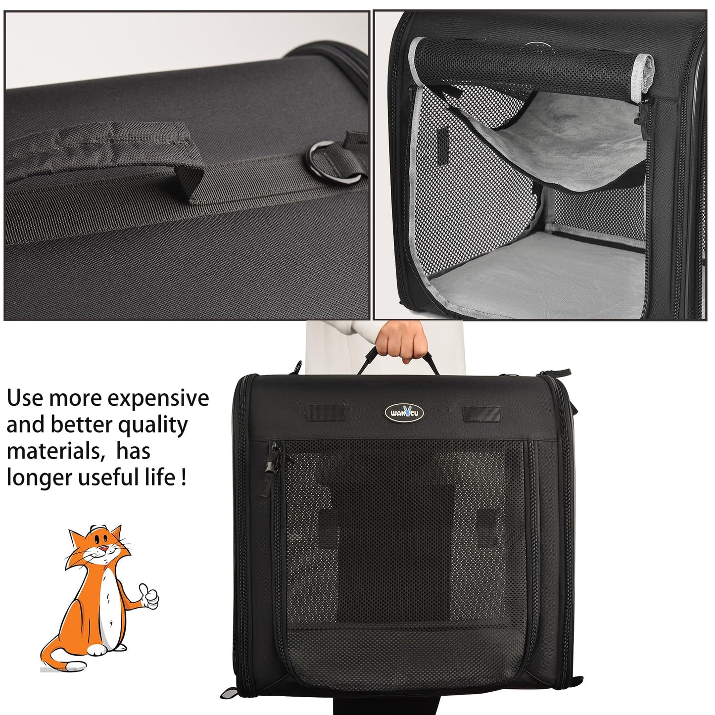 Portable Double Pet Carrier for Cats & Small Dogs