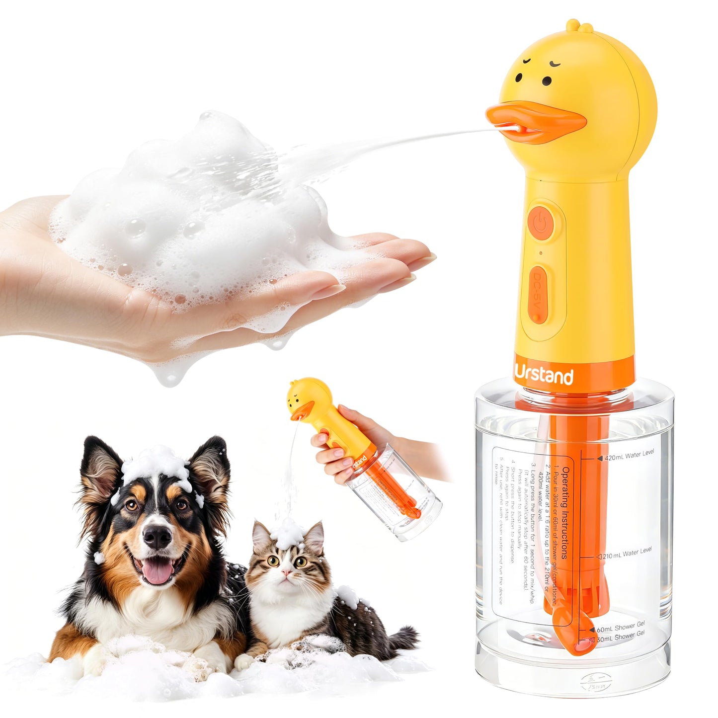 Electric Foaming Pet Bath Soap Dispenser for Grooming