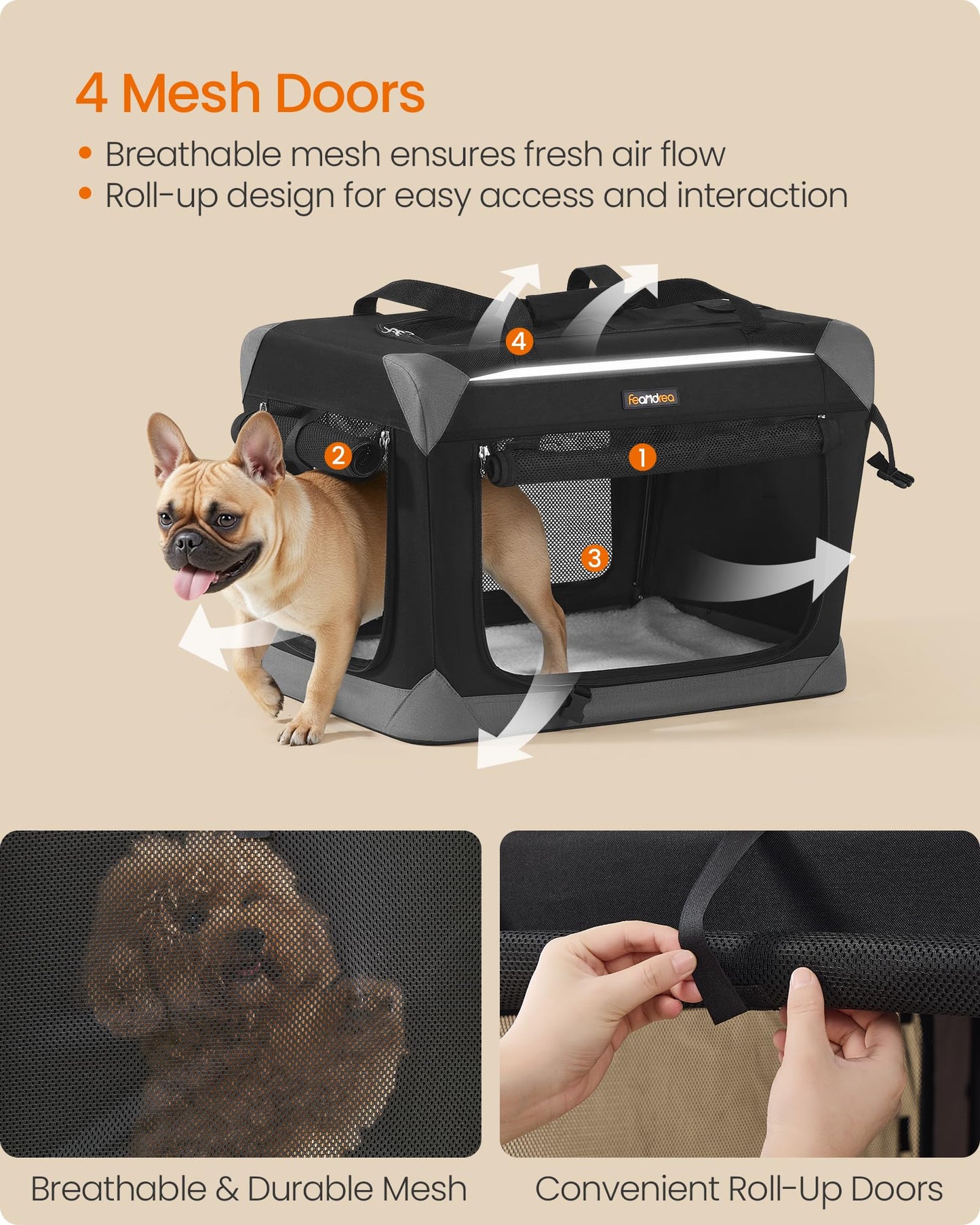 Collapsible Fabric Dog Crate for Travel & Indoor Use