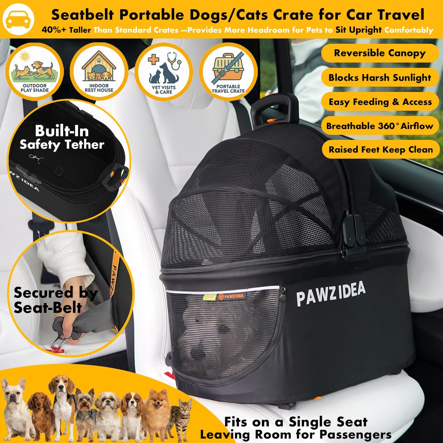 Double Pet Stroller with Detachable Carriers for Small Pets