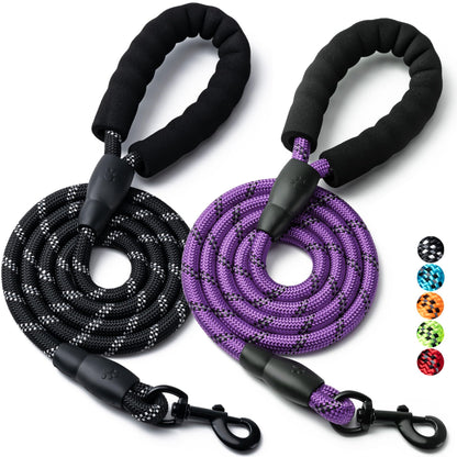 Reflective Rope Dog Leash with Padded Handle