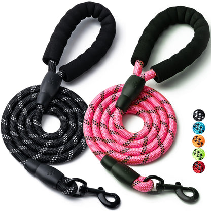 Reflective Rope Dog Leash with Padded Handle