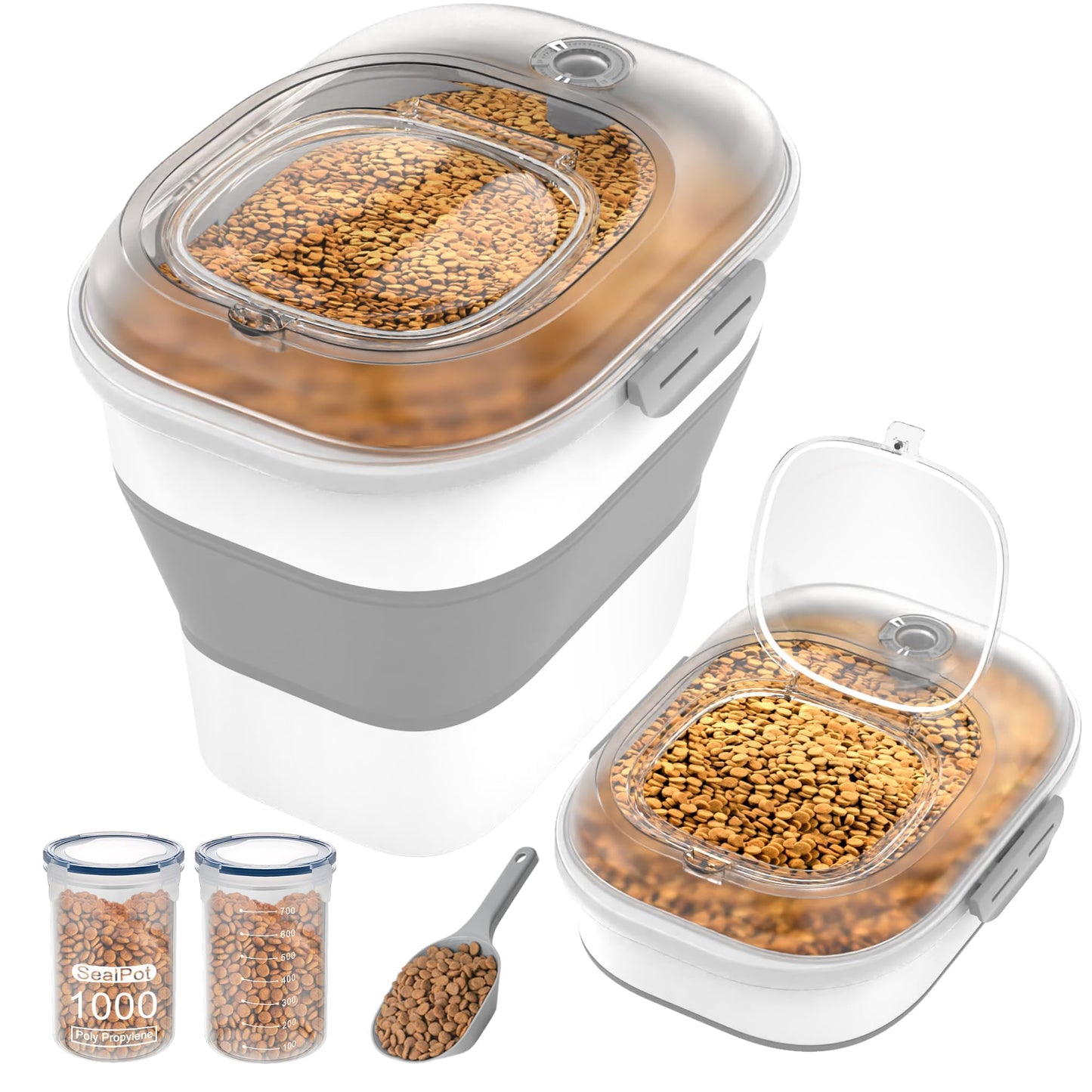 Collapsible Airtight Pet Food Storage Container Set