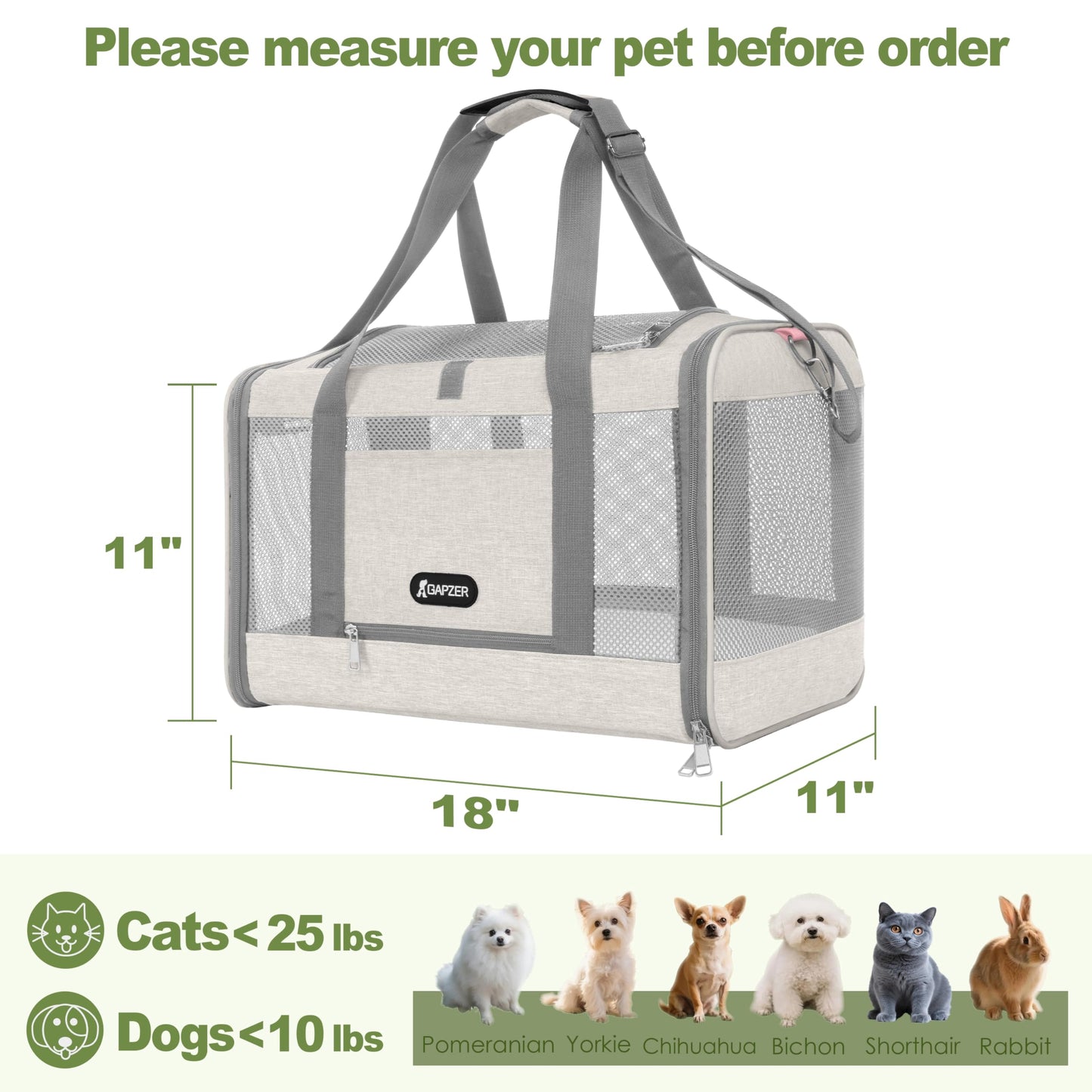 Soft Sided Top Load Pet Carrier for Cats & Small Dogs