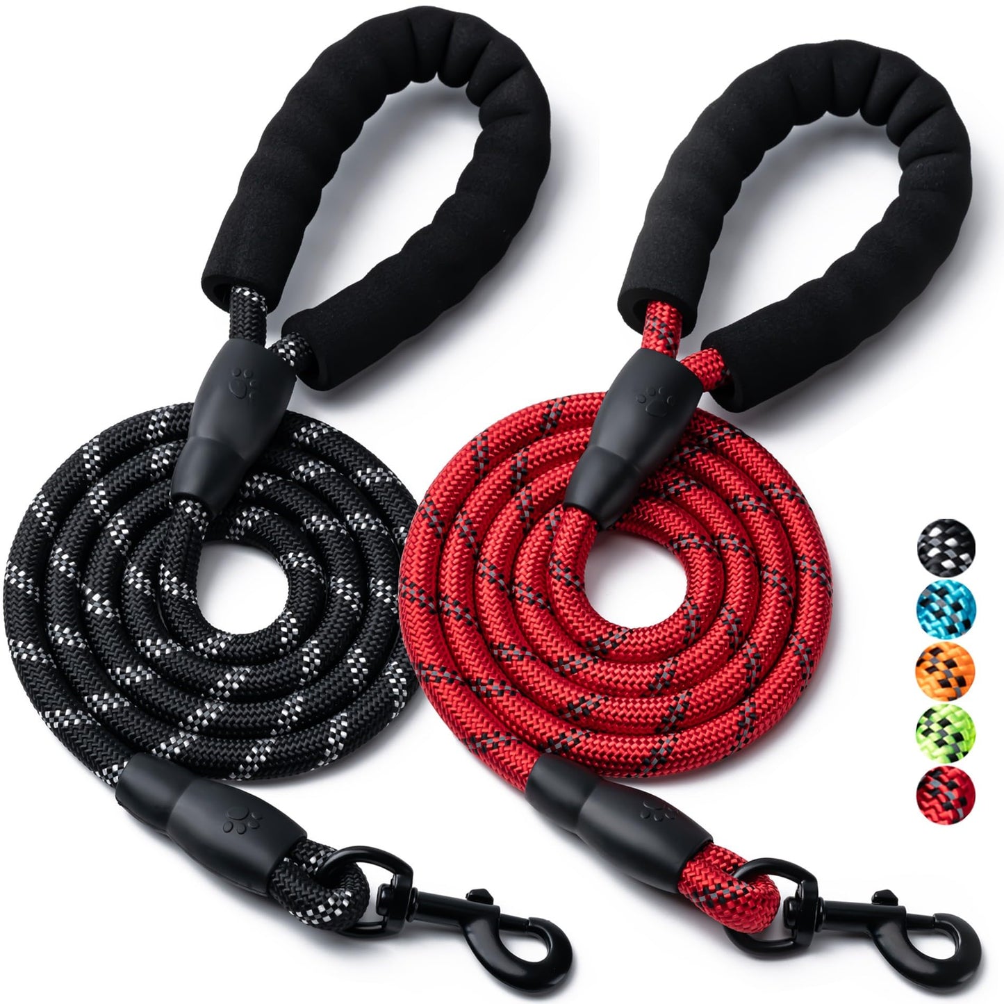 Reflective Rope Dog Leash with Padded Handle