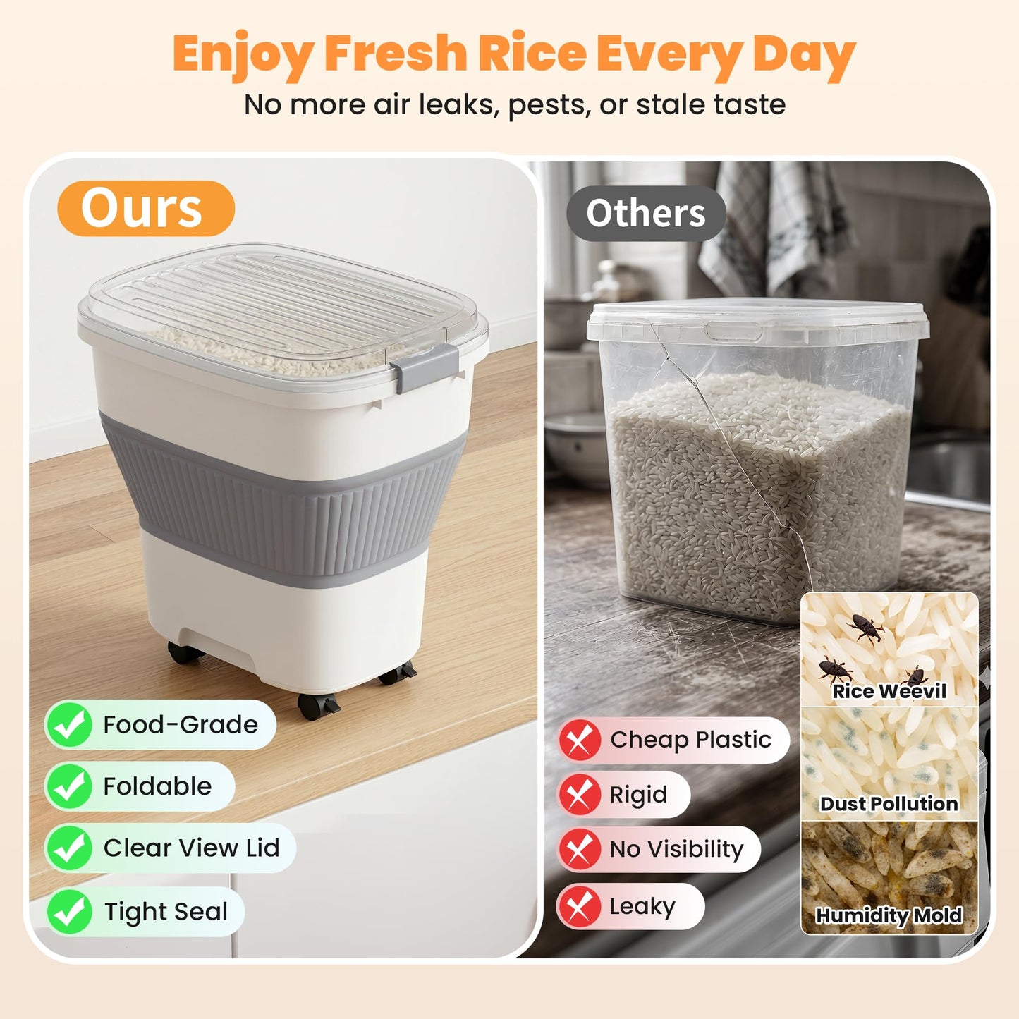 Airtight Pet Food Storage Container with Wheels