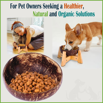Raised Bamboo Dog Bowl Set for Elevated Feeding