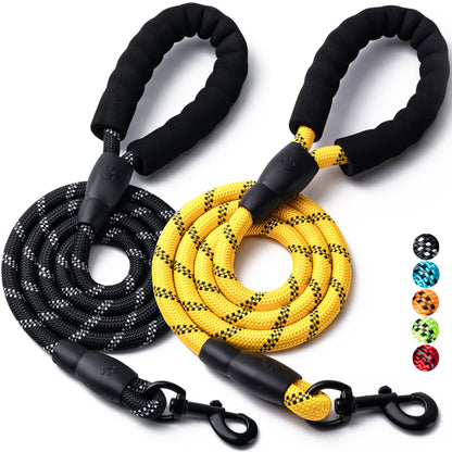 Reflective Rope Dog Leash with Padded Handle