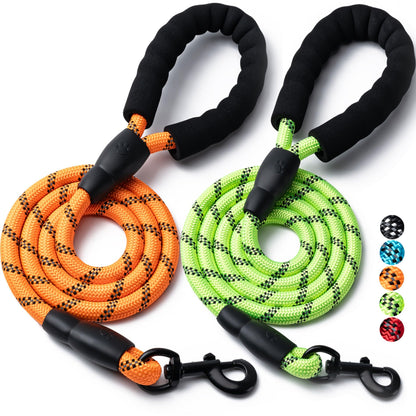 Reflective Rope Dog Leash with Padded Handle