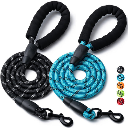 Reflective Rope Dog Leash with Padded Handle