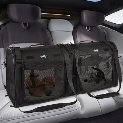 Portable Double Pet Carrier for Cats & Small Dogs