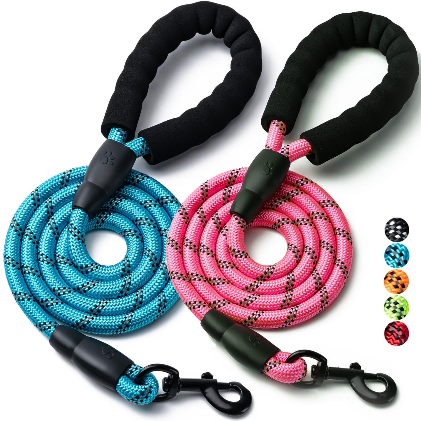 Reflective Rope Dog Leash with Padded Handle