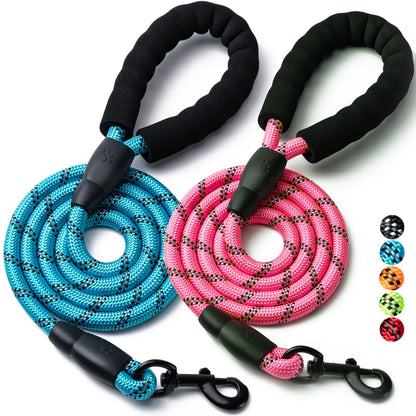 Reflective Rope Dog Leash with Padded Handle
