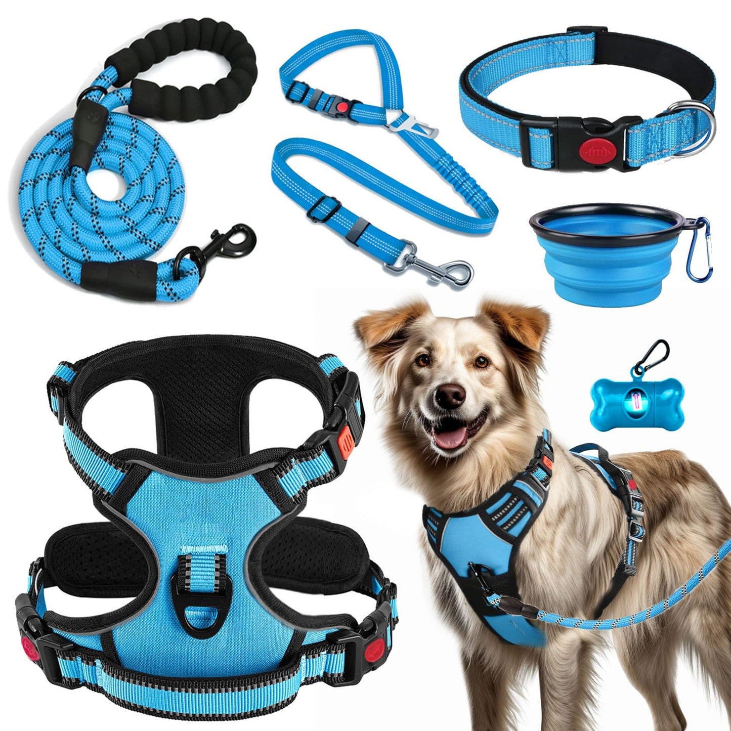 No Pull Dog Harness Set with Leash and Collar
