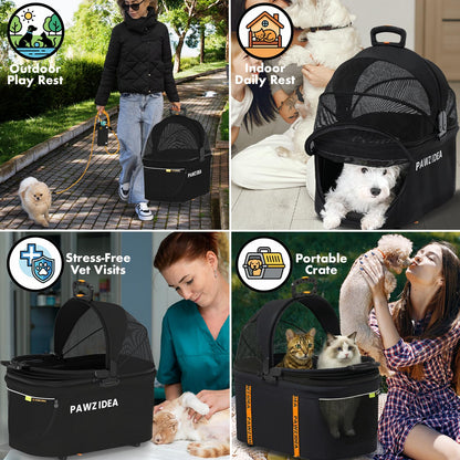 Double Pet Stroller with Detachable Carriers for Small Pets