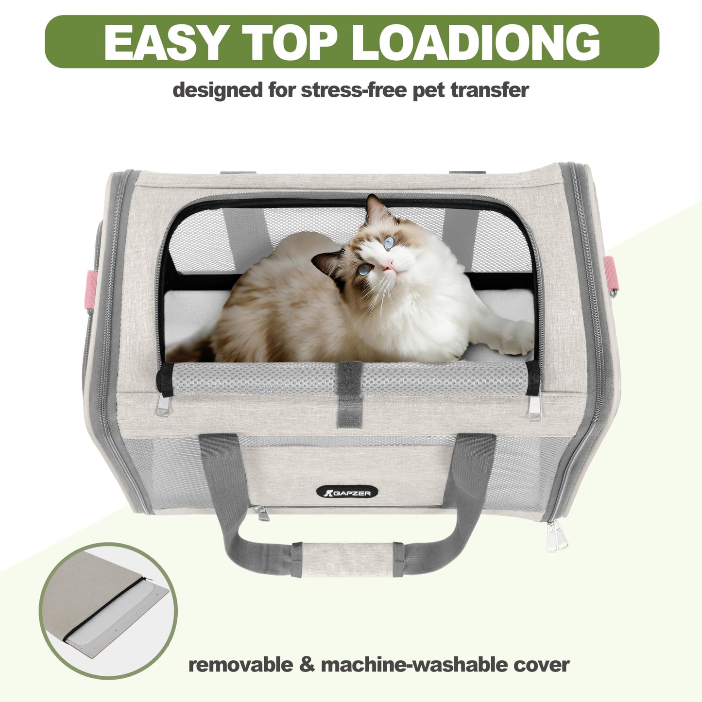 Soft Sided Top Load Pet Carrier for Cats & Small Dogs