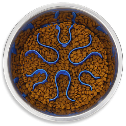 Stainless Steel Slow Feeder Dog Bowl with Puzzle Maze